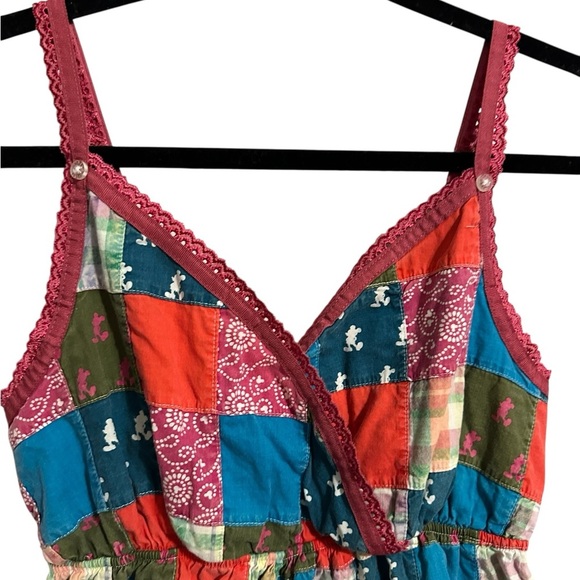 Y2K Disney Parks Patchwork Patch Hippie Style Top Medium M Shirt Blouse Boho - Picture 4 of 10